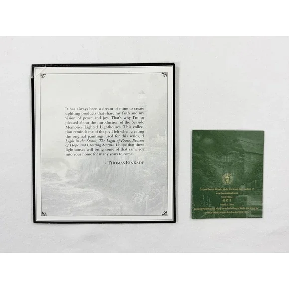 1999 Thomas Kinkade Seaside Memories Lighted Lighthouse The Light Of Peace COA - Picture 10 of 12